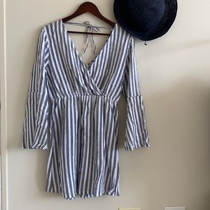 Roxy Striped Bell Sleeve Dress Tie Back